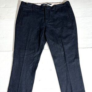 Burberry Brit Navy Blue Wool Blend Flat Front Dress Slacks Pants 38R 38 R